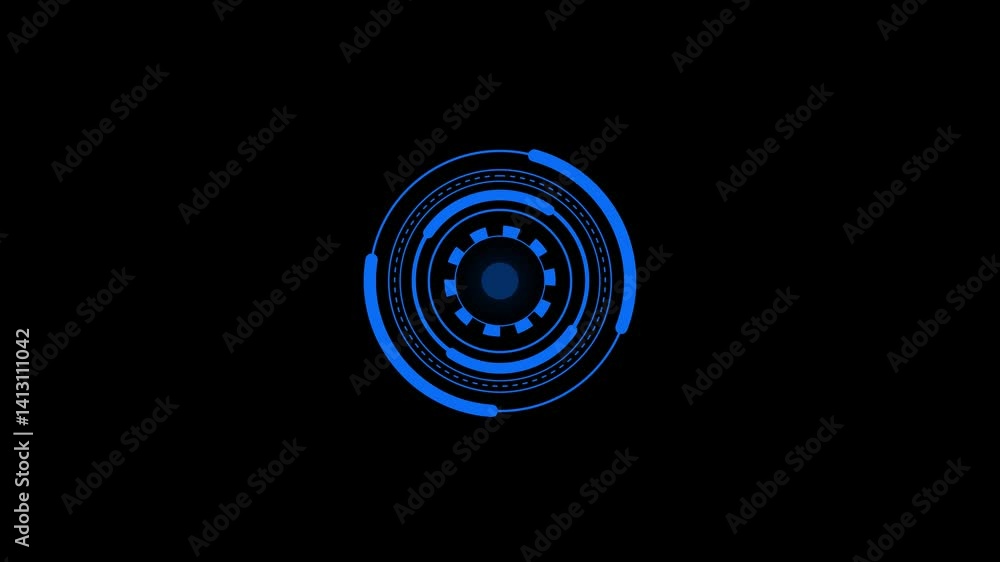 Aufkleber 3 hud circle interfaces with different red glowing colors spinning wheel. digital interface. digital