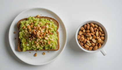 Healthy breakfast ideas enjoy delicious avocado toast topped with nuts for nutritious start
