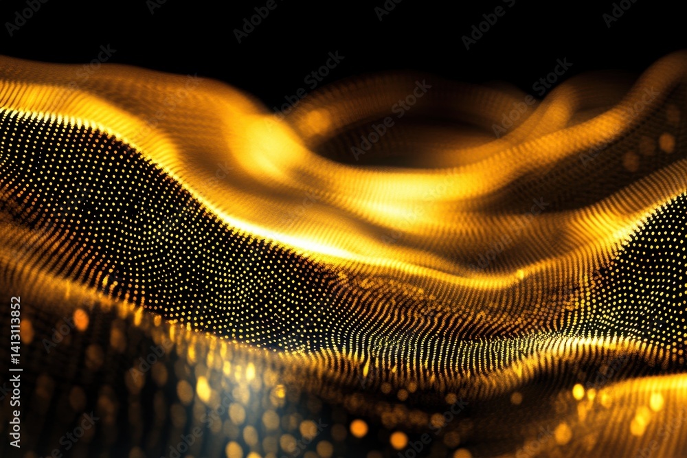 Aufkleber flickering gold colored bokeh dots create a mesmerizing abstract pattern in dark background, flicker
