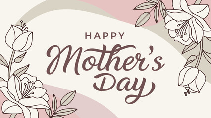Obraz premium Happy Mothers Day Floral Greeting Card Design