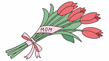 Pink Ribbon Tulip Bouquet Mothers Day Gift