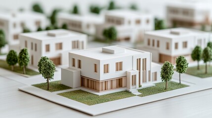 Architectural model showcasing modern urban housing project with sustainable design