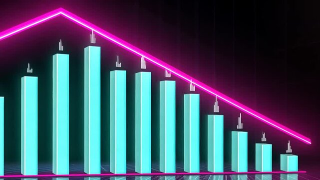 Abstract 3D Chart Animation Visualizing Financial Data and Economic Trends