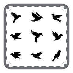Minimalist Black Bird Icons