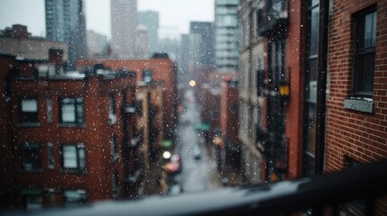 Rainy city street high angle view urban architecture photography