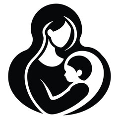 Mother and child silhouette icon representing unconditional love and bond