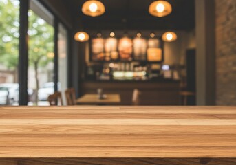 interior of restaurant mockup empty wooden table
