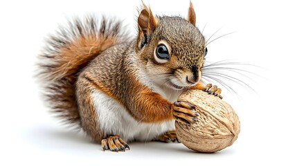 Obraz premium Plump squirrel holding a large nut