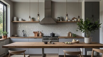 An inviting and stylish kitchen space designed with warm tones