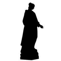 Elegant silhouette of a classical statue against white background, artistry