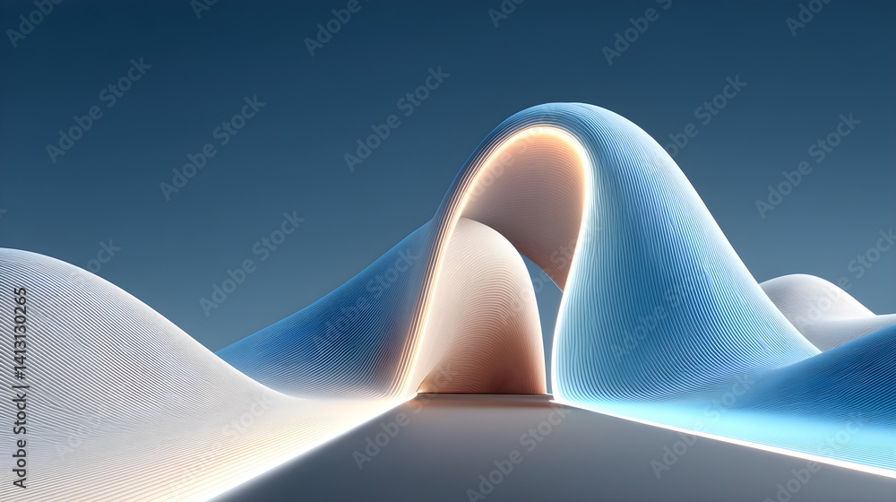 Aufkleber abstract wavy structure with illuminated lines. futuristic blue and white background for presentatio