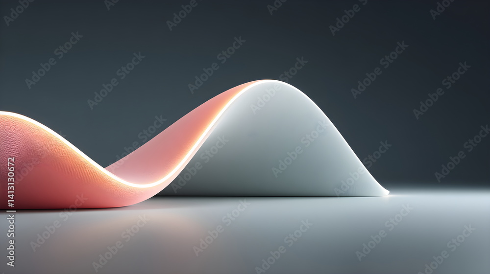 Aufkleber abstract futuristic wave shape with pink and white light, curve graphic element for presentation tem