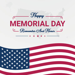 Memorial Day card, banner, poster. Remember and honor. Vector stock illustration