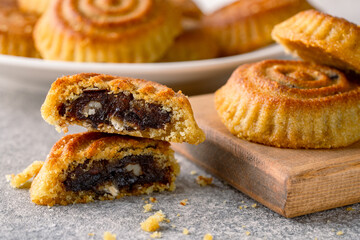 Turkish dessert mamul with date fruit	