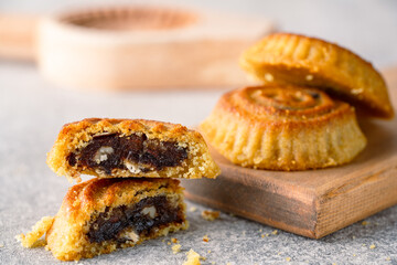 Turkish dessert mamul with date fruit	