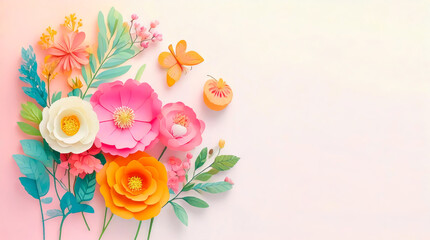 flower blooming summer with overlapping style and copy space background