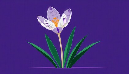 Fototapeta premium Elegant White Flower Blooming on Purple Background