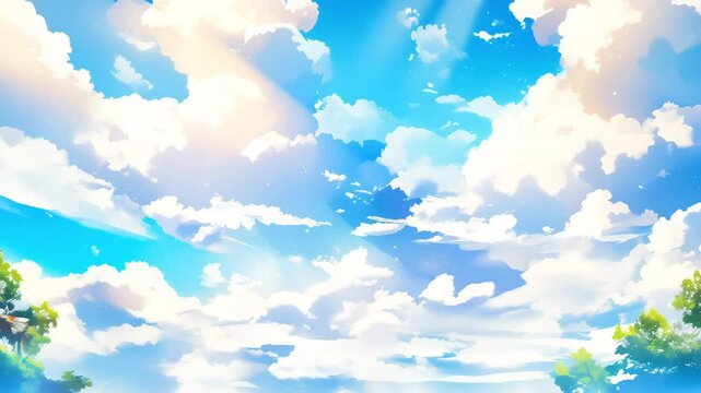 Summer Cloudscape Japanese Anime Style Banner Poster Wallpaper