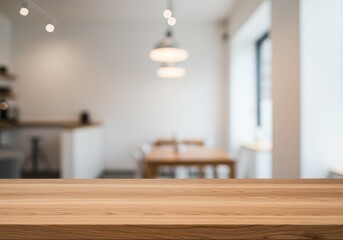 interior of restaurant mockup empty wooden table