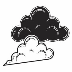 Fototapeta premium A pair of black silhouette clouds with white outlines