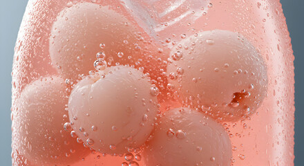 Fototapeta premium Refreshing Lychee Drink With Condensation And Bubbles Close Up View