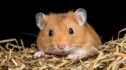 Adorable golden hamster closeup pet animal photography