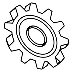 Gear Wheel Outline Design Industrial Mechanical Component Vector Illustration Style