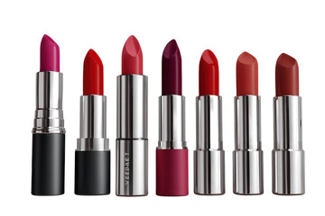 Fototapeta premium Seven Shades of Seduction: A spectrum of lipstick colors for every mood and occasion, promising bold statements and subtle enhancements for your perfect pout.