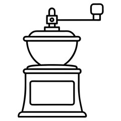 Elegant Coffee Mill Outline Illustration For Culinary And Beverage Designs