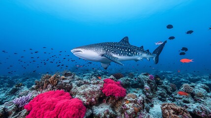 Obraz premium Oceanic predator amidst coral reef