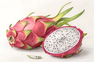 dragon fruit on white background