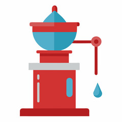 Cute Abstract Water Pump Illustration In Red And Blue With Retro Elements