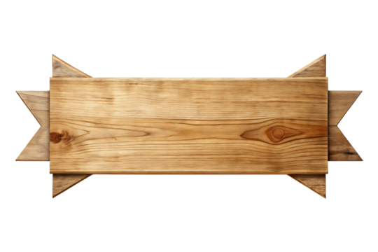 isolated wooden banner on white background - Powered by Adobe