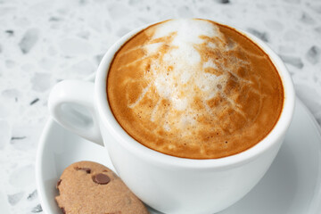A closeup view of a latte.