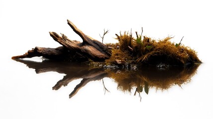 Obraz premium Driftwood snag mirrored in still water.