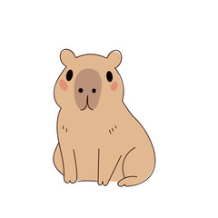 Cute Capybara Portrait Icon. Funny Doodle Character Drawn Portrait. Positive Wild Capybara Friendly Animal Mascot.  Childish cartoon Adorable Happy Pet Illustration.