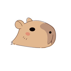 Cute Capybara Portrait Icon. Funny Doodle Character Drawn Portrait. Positive Wild Capybara Friendly Animal Mascot.  Childish cartoon Adorable Happy Pet Illustration.