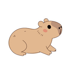 Cute Capybara Portrait Icon. Funny Doodle Character Drawn Portrait. Positive Wild Capybara Friendly Animal Mascot.  Childish cartoon Adorable Happy Pet Illustration.