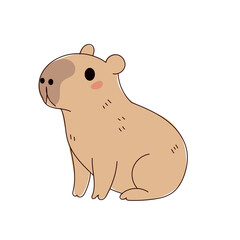 Cute Capybara Portrait Icon. Funny Doodle Character Drawn Portrait. Positive Wild Capybara Friendly Animal Mascot.  Childish cartoon Adorable Happy Pet Illustration.