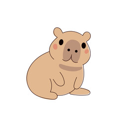Cute Capybara Portrait Icon. Funny Doodle Character Drawn Portrait. Positive Wild Capybara Friendly Animal Mascot.  Childish cartoon Adorable Happy Pet Illustration.