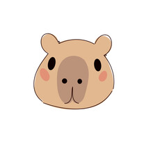 Cute Capybara Portrait Icon. Funny Doodle Character Drawn Portrait. Positive Wild Capybara Friendly Animal Mascot.  Childish cartoon Adorable Happy Pet Illustration.