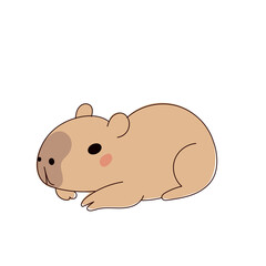 Cute Capybara Portrait Icon. Funny Doodle Character Drawn Portrait. Positive Wild Capybara Friendly Animal Mascot.  Childish cartoon Adorable Happy Pet Illustration.