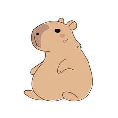 Cute Capybara Portrait Icon. Funny Doodle Character Drawn Portrait. Positive Wild Capybara Friendly Animal Mascot.  Childish cartoon Adorable Happy Pet Illustration.
