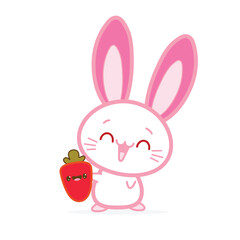 vector of bunny with red carrot 
