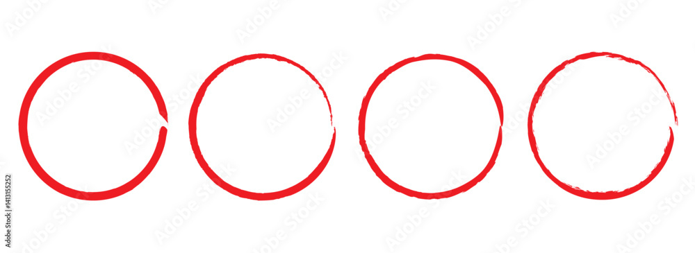 Poster grunge round shapes. grunge banner collection. set of red brush circle. ink circle icon. red simple 