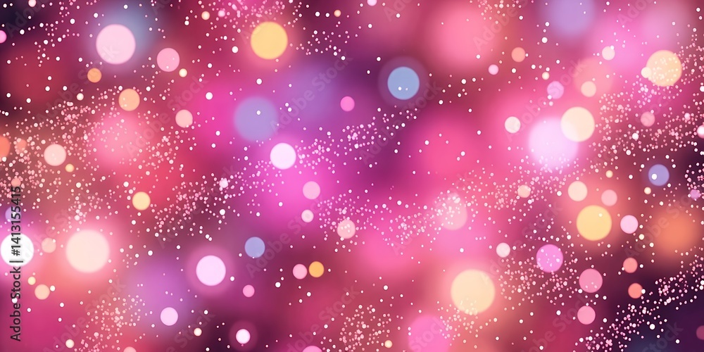 Poster a vibrant bokeh background with pink hues and sparkling white dots creating a dreamy effect