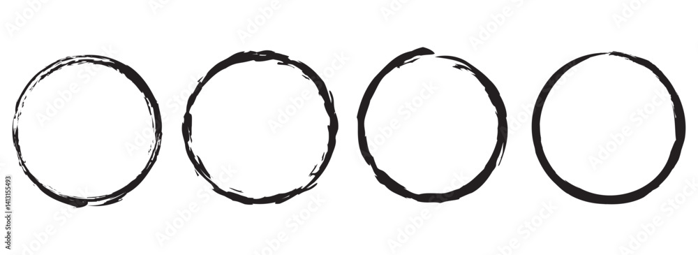 Poster grunge round shapes. grunge banner collection. set of black brush circle. ink circle icon. black sim