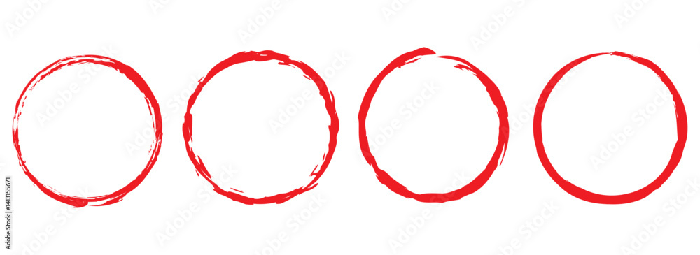 Poster grunge round shapes. grunge banner collection. set of red brush circle. ink circle icon. red simple 