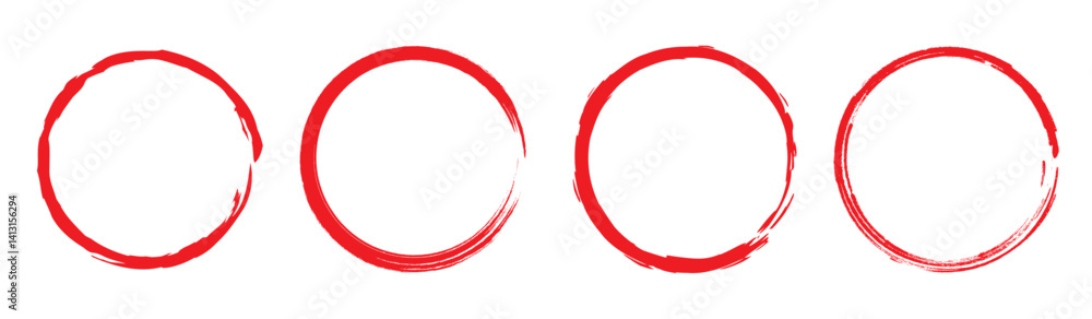 Poster grunge round shapes. grunge banner collection. set of red brush circle. ink circle icon. red simple 