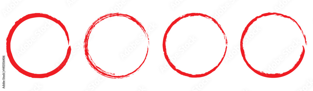 Poster grunge round shapes. grunge banner collection. set of red brush circle. ink circle icon. red simple 